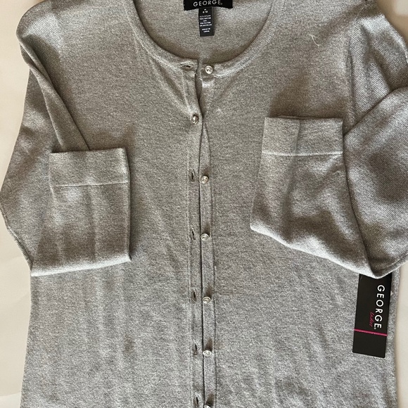 NWT Silver Metallic Cardigan Sweater size M - Picture 3 of 9